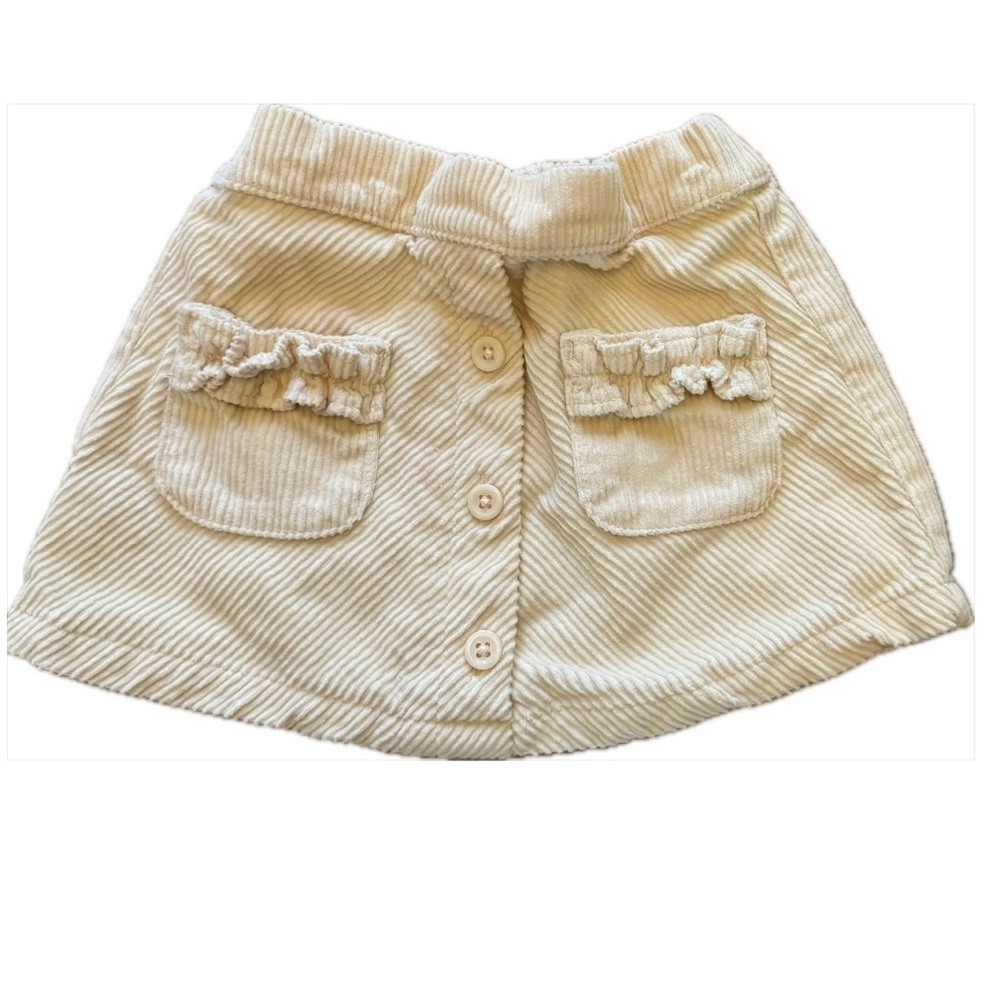 River Island Cream Corduroy Skirt with Ruffle Pockets 9-12 Months